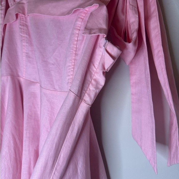 Mable Pink Bow Shoulder Linen Blend Dress size small - Picture 5 of 10